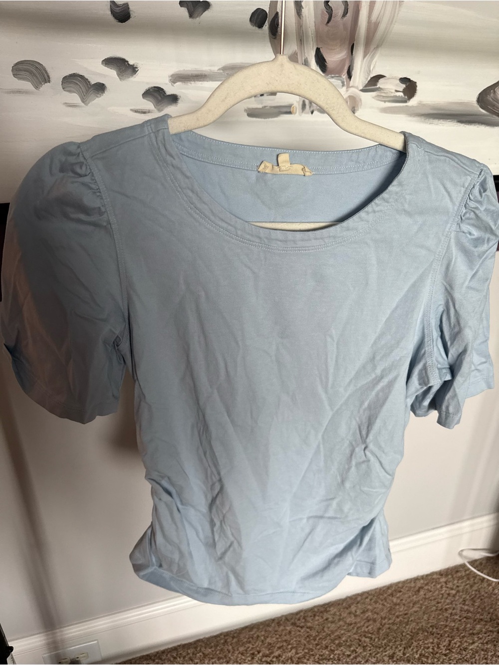 Madewell Pale Blue Short Puff-Sleeve Tee